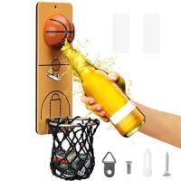 Magnetischer Flaschenöffner mit Auffangbehälter aus Holz