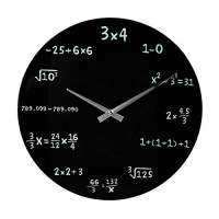 Monsterzeug Mathe Uhr Kreide-Optik Wanduhr 35 cm Schwarz