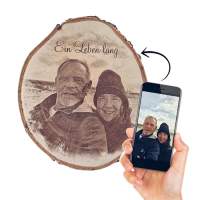 Baumscheibe mit Foto Gravur - Personalisiertes Fotogeschenk
